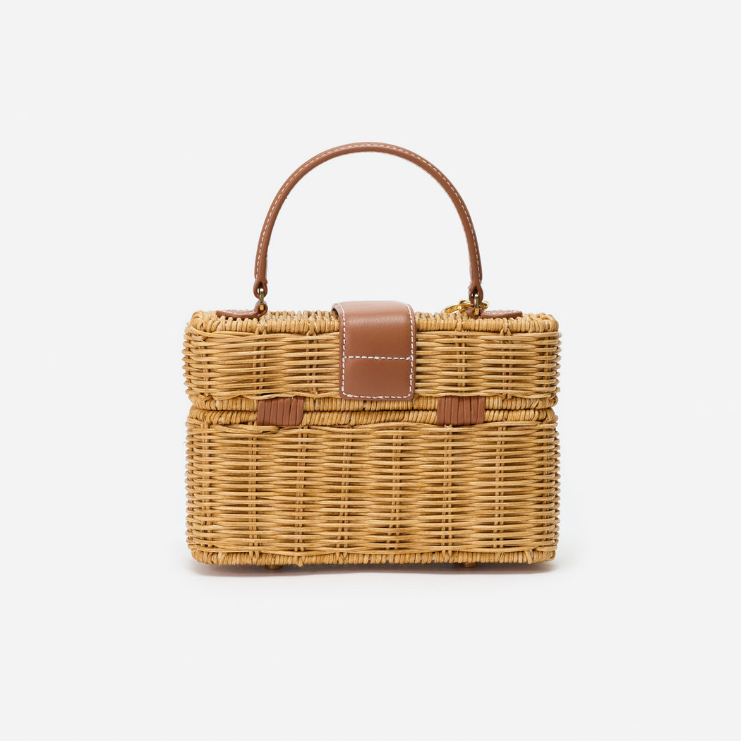 Rattan Cherry Charm Mini Basket Bag