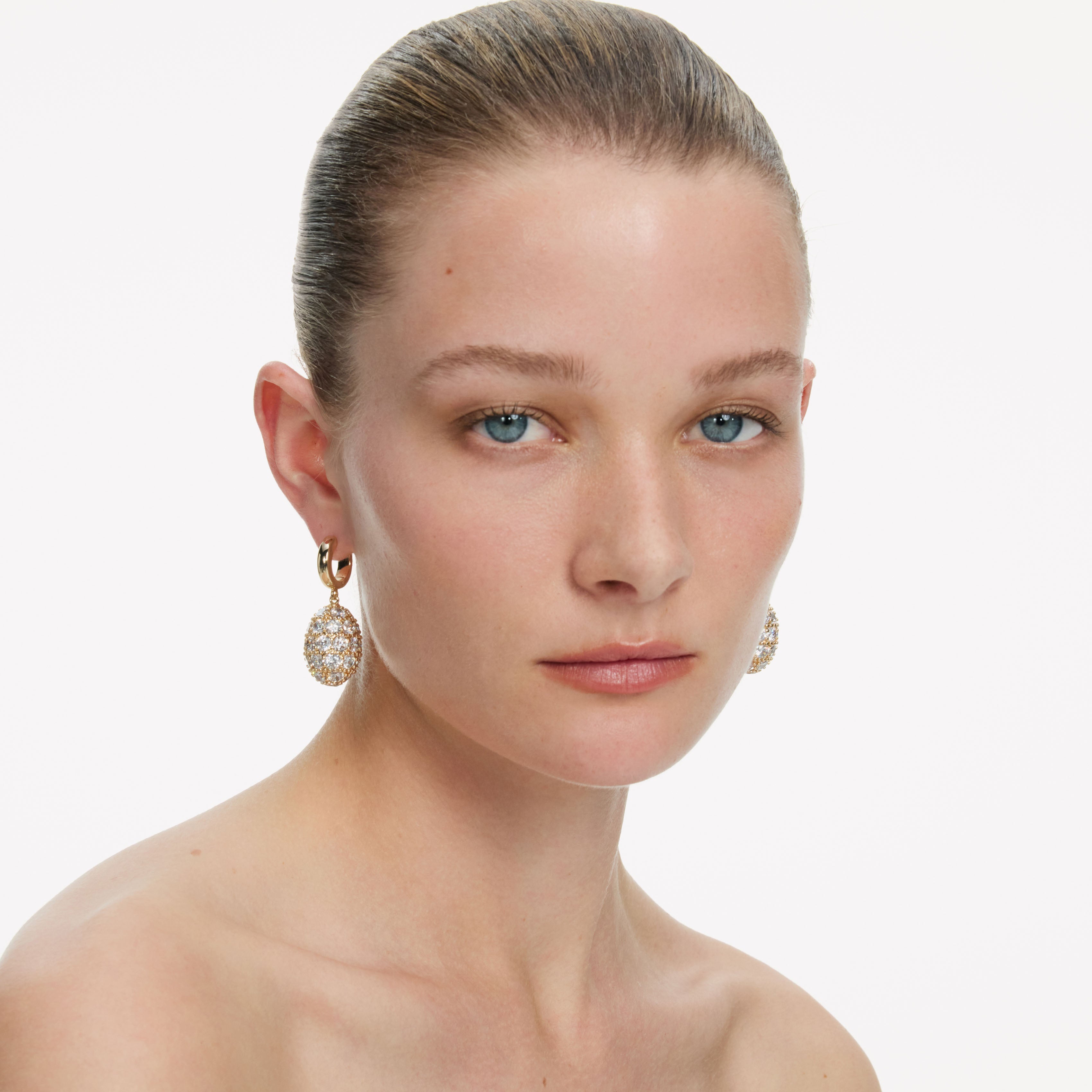 Gold Hoop Crystal Cluster Earrings