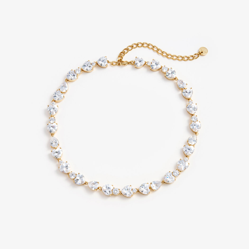 Gold Heart Crystal Necklace