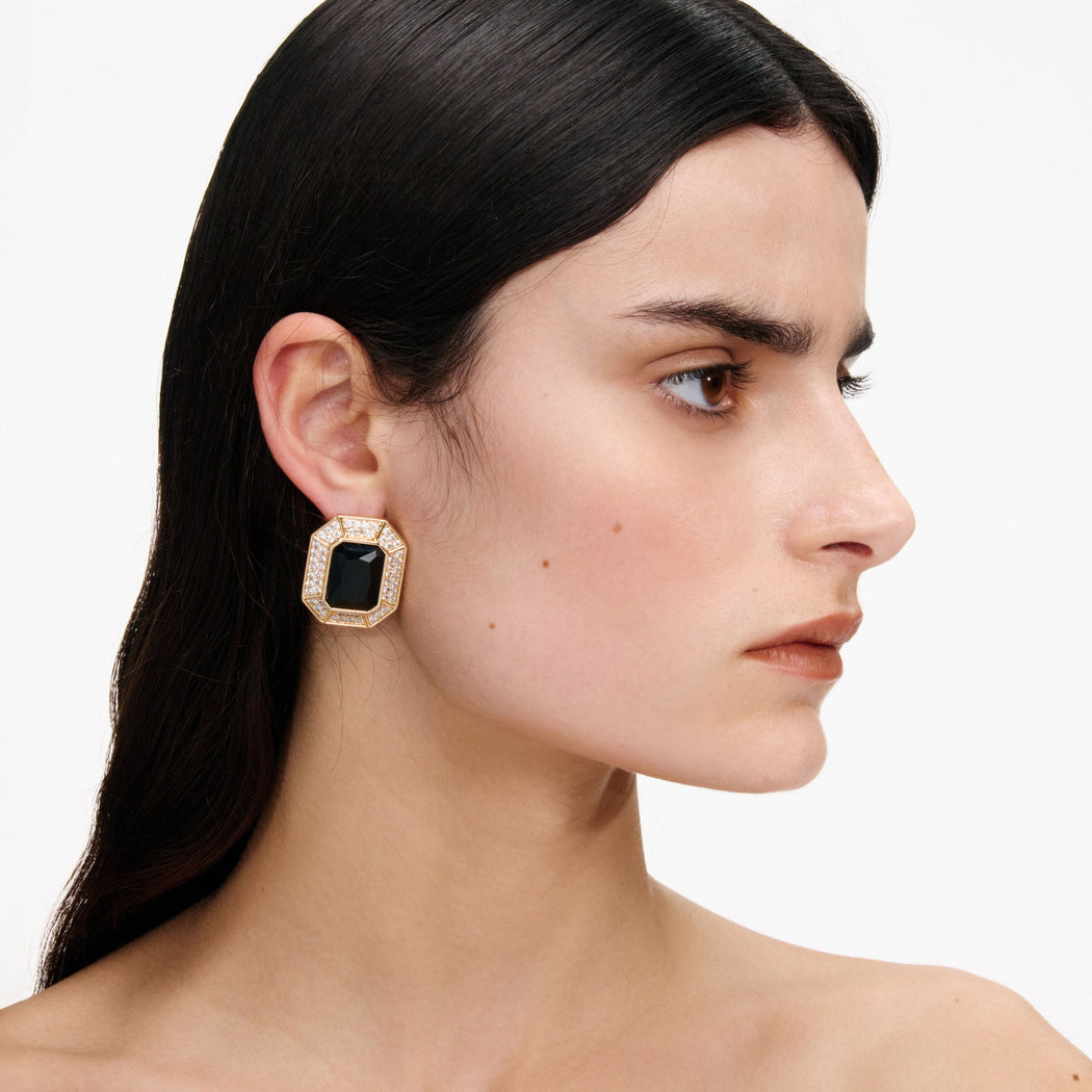 Black Crystal Encrusted Earrings