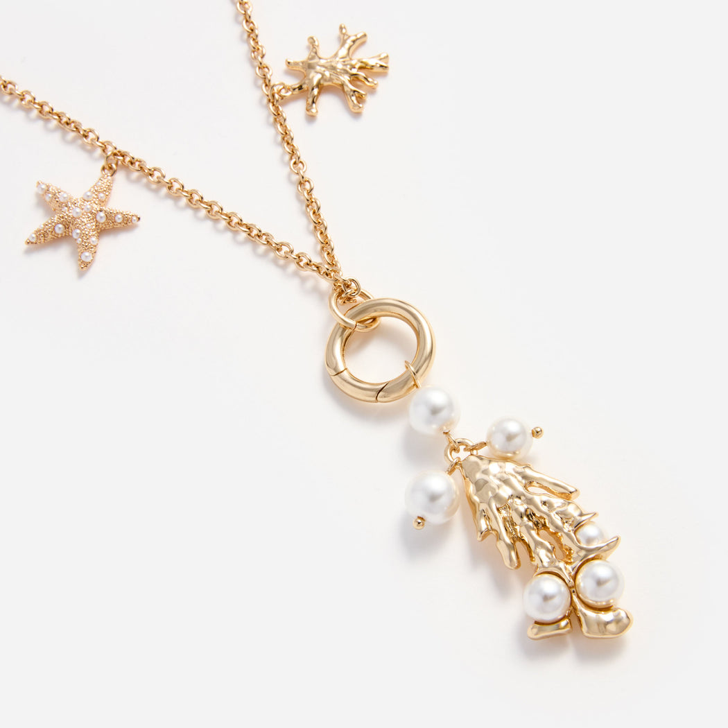 Gold Coral Charm Necklace