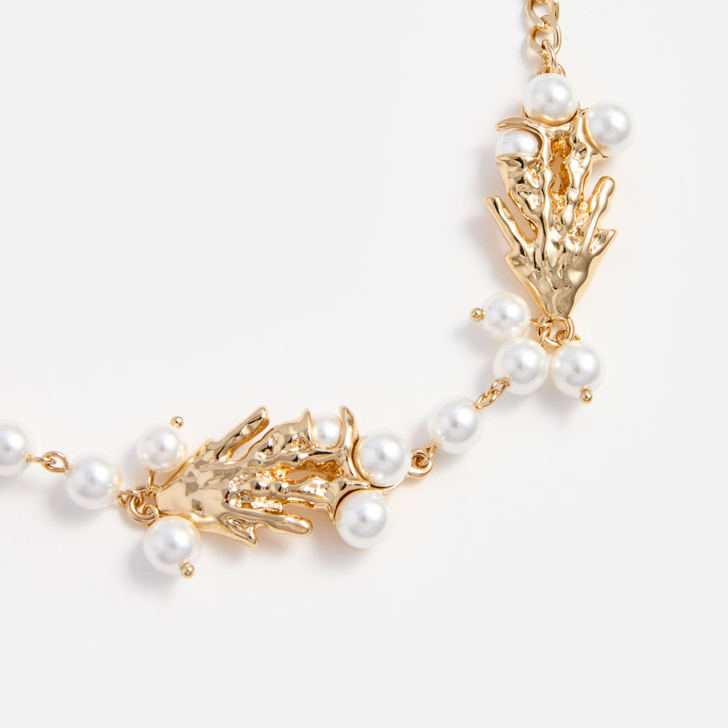 Gold Coral Pearl Bracelet