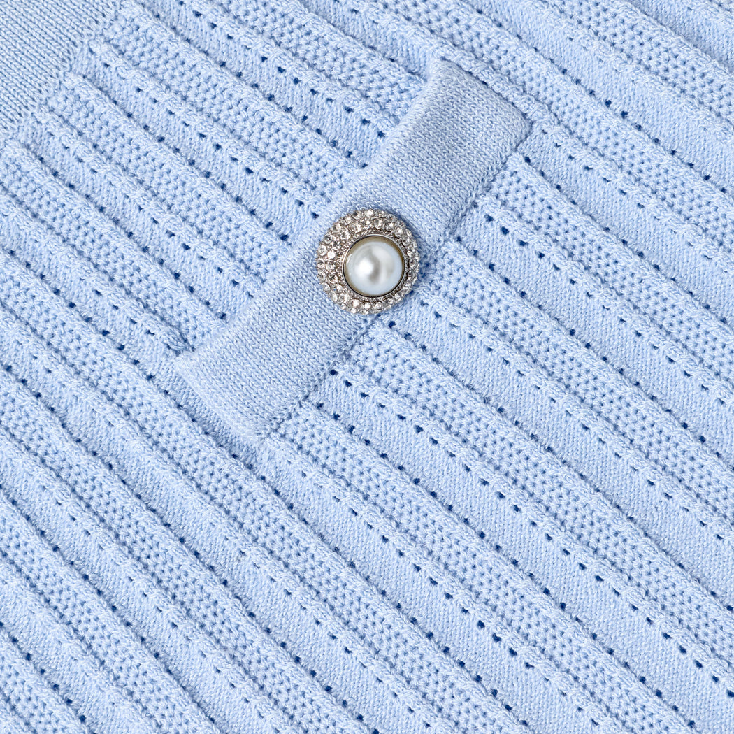 Blue Frill Trim Knit Skirt