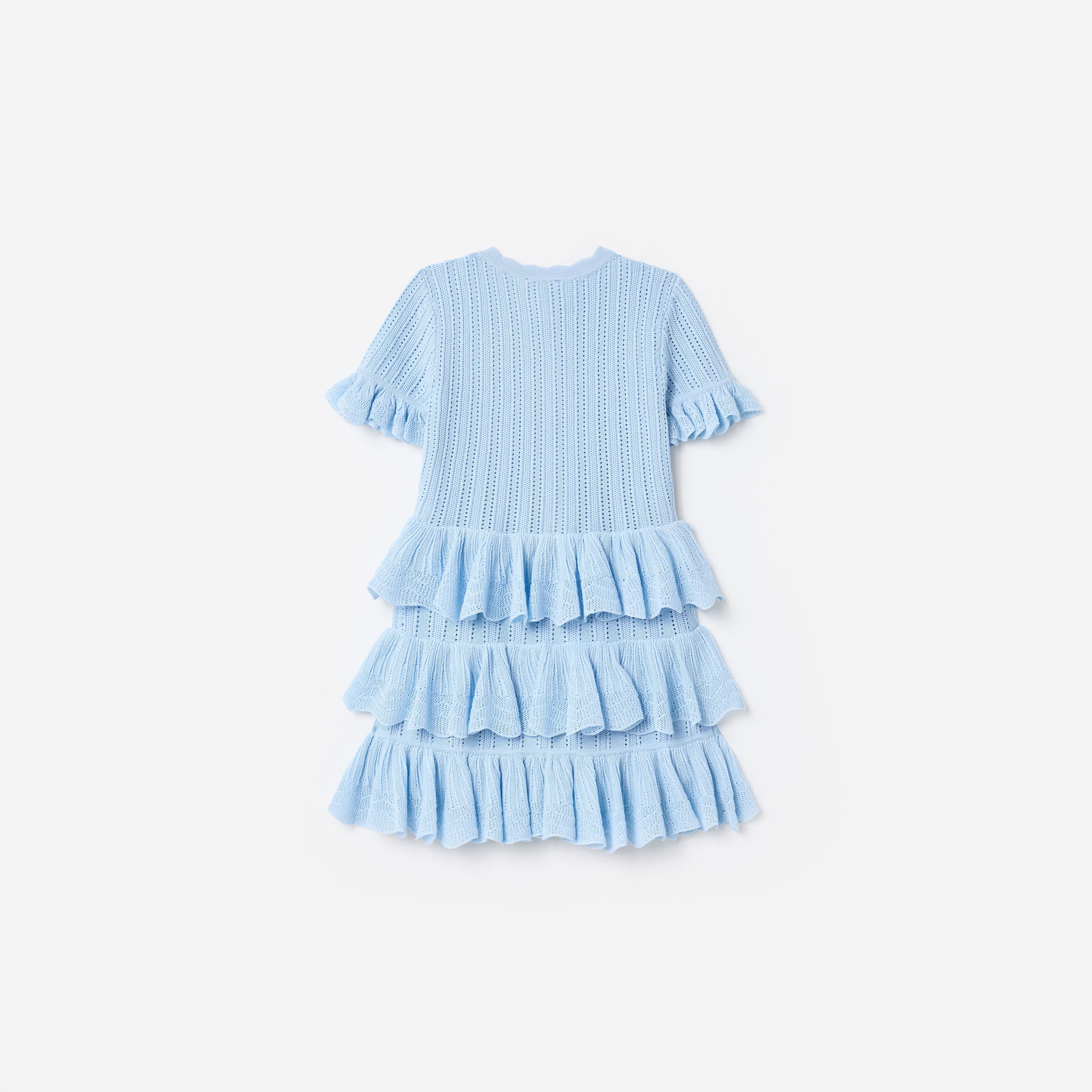 Blue Tiered Knit Dress