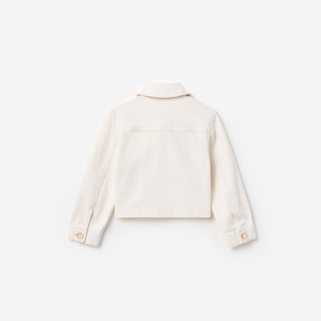 Cream Denim Cherry Motif Jacket