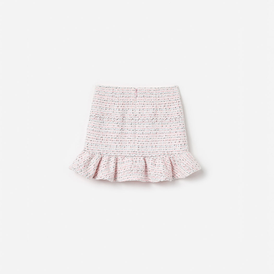 Pink Boucle Lace Bow Skirt