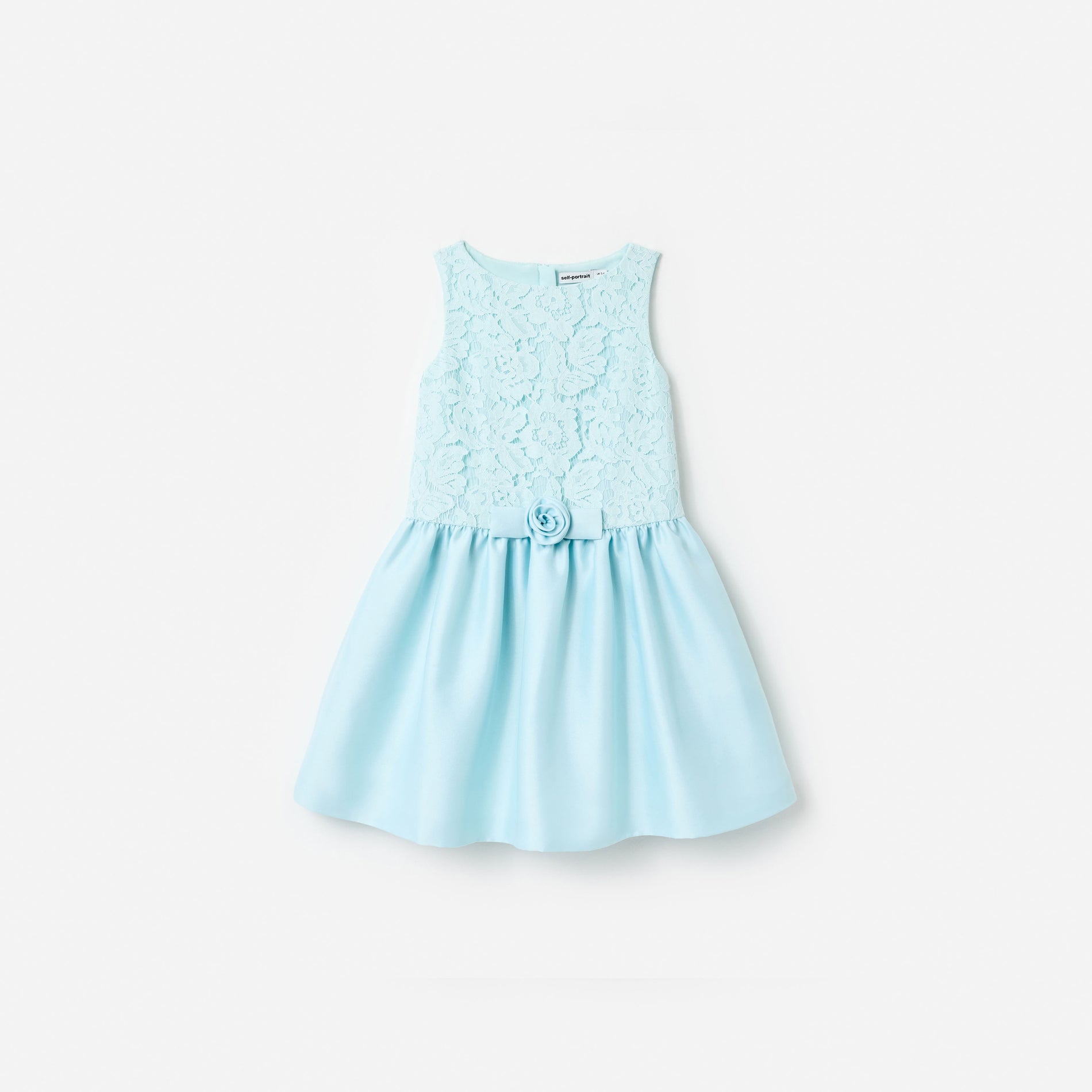 Aqua Taffeta Lace Bow Dress