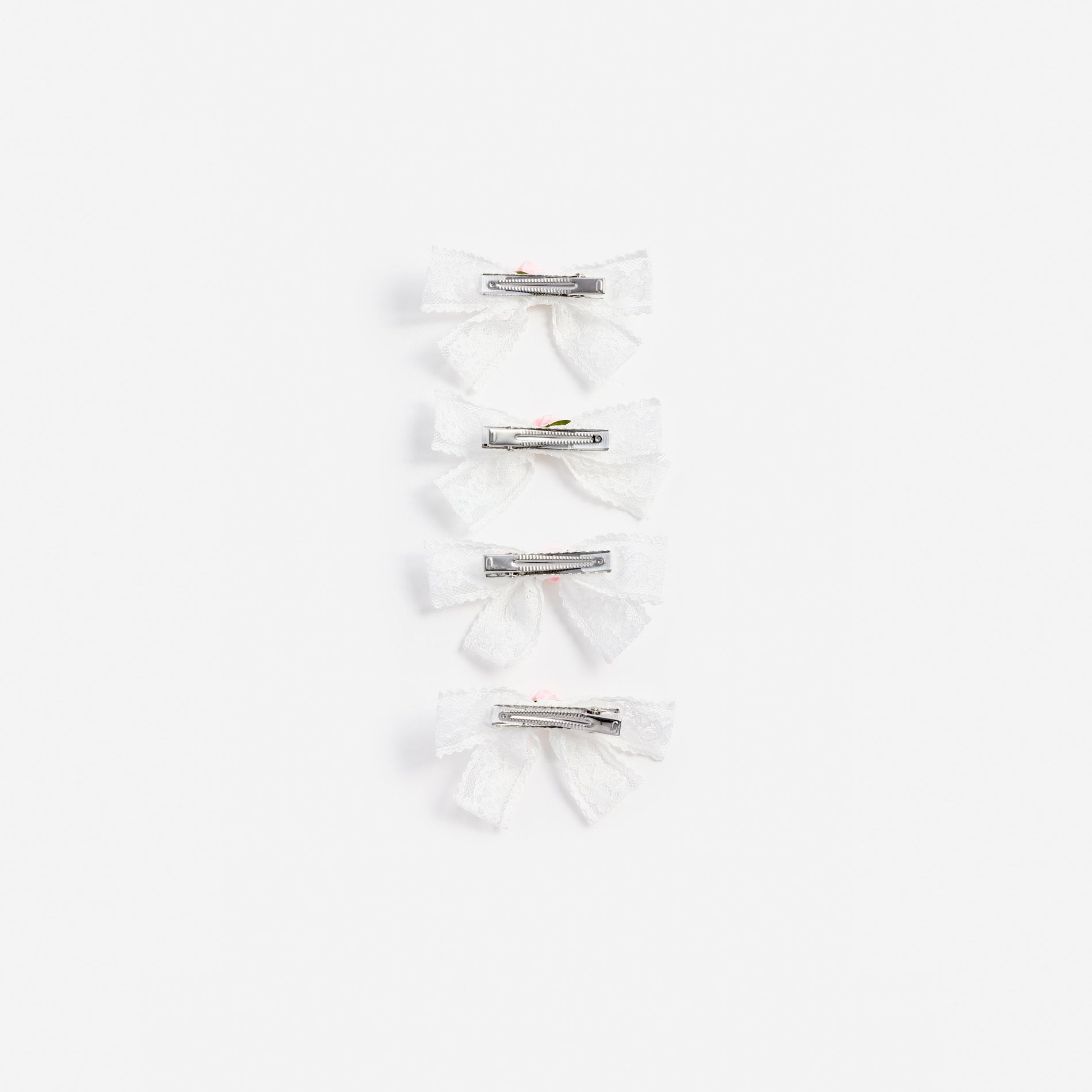 Cream Lace Bow Hair Clips