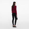 Burgundy Crystal Trim Cardigan