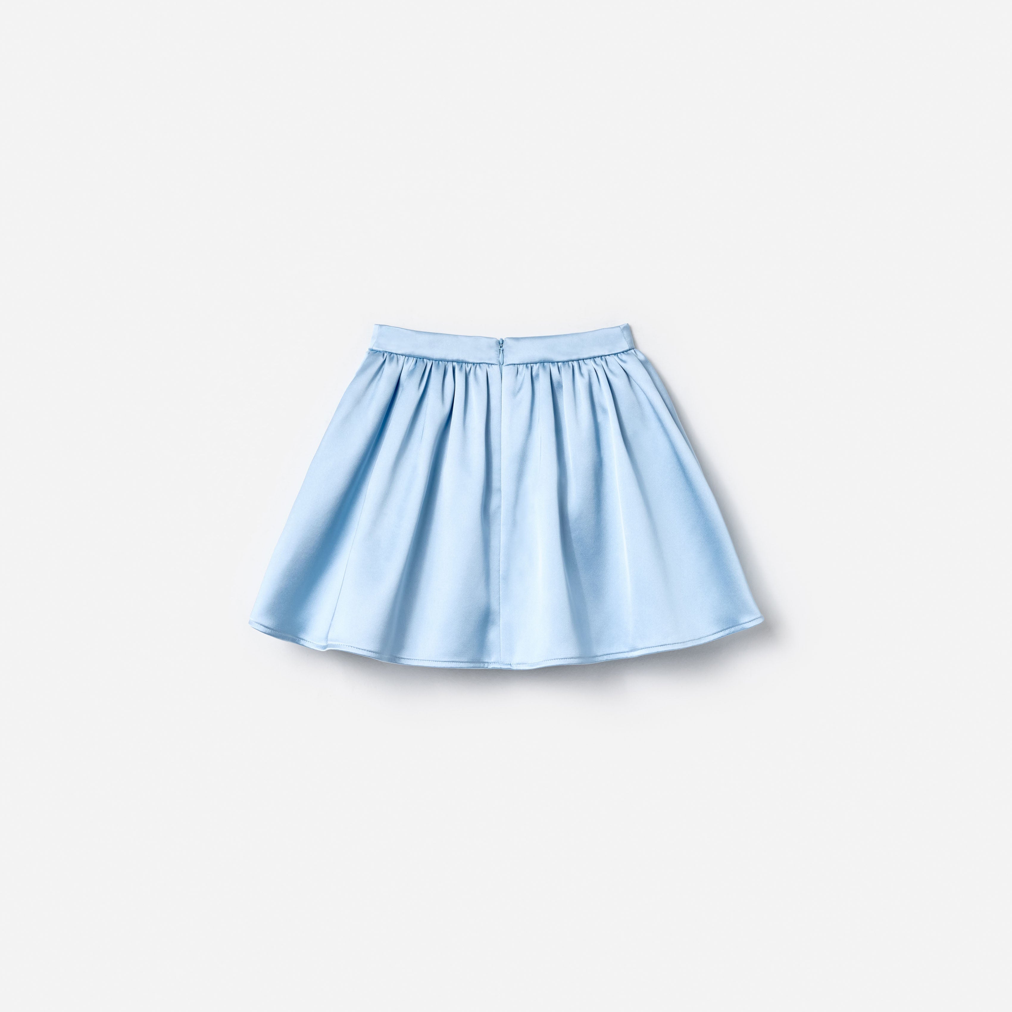 Blue Satin Sequin Flower Skirt