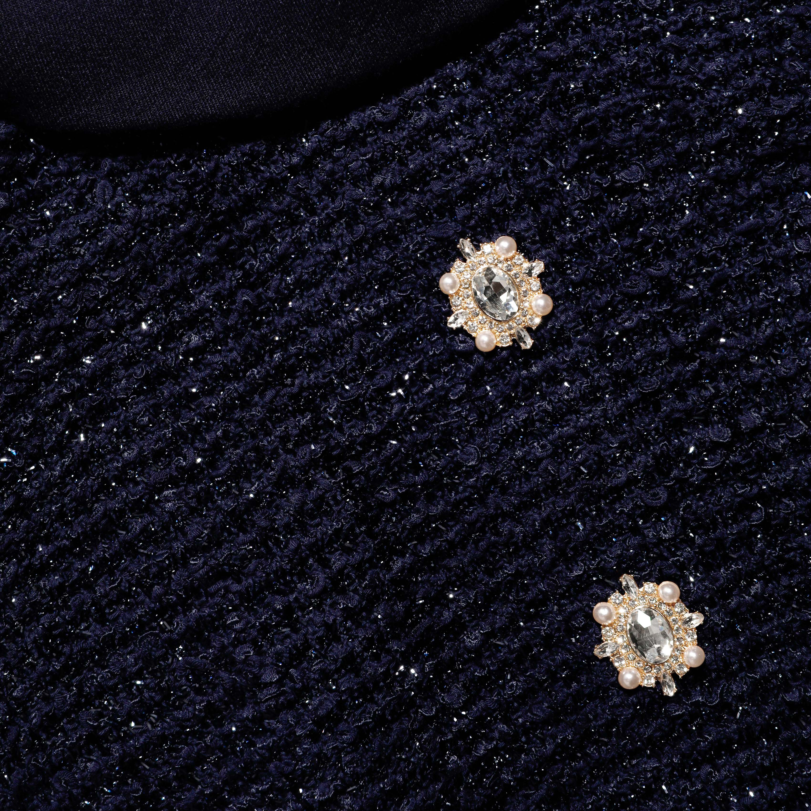 Navy Metallic Boucle Jumpsuit