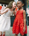Red Linen Bow Dress