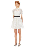White Leaf Guipure Mini Dress