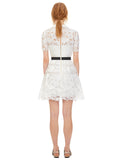 White Leaf Guipure Mini Dress