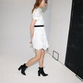 White Leaf Guipure Mini Dress