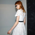 White Leaf Guipure Mini Dress
