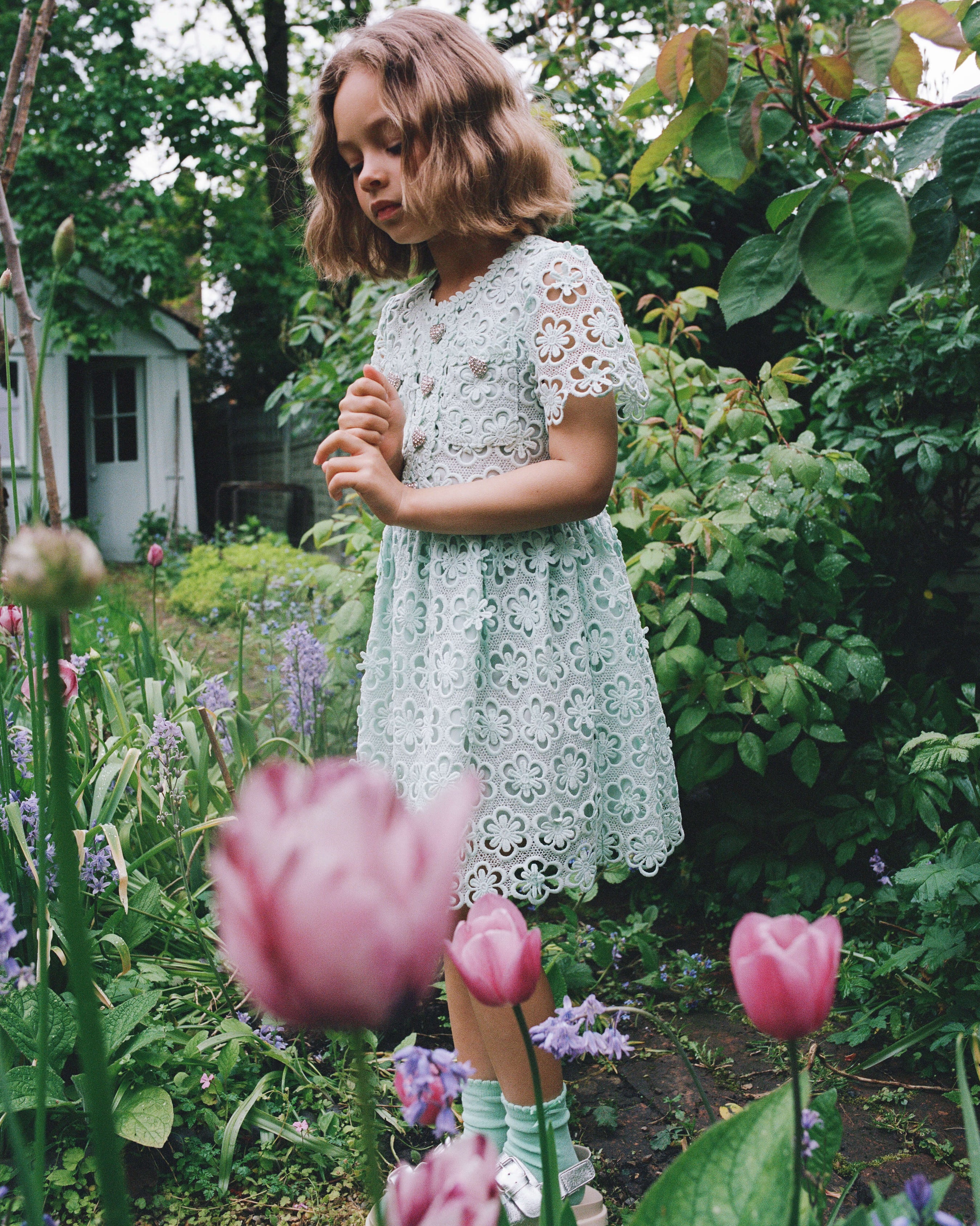 Green Floral Lace Dress