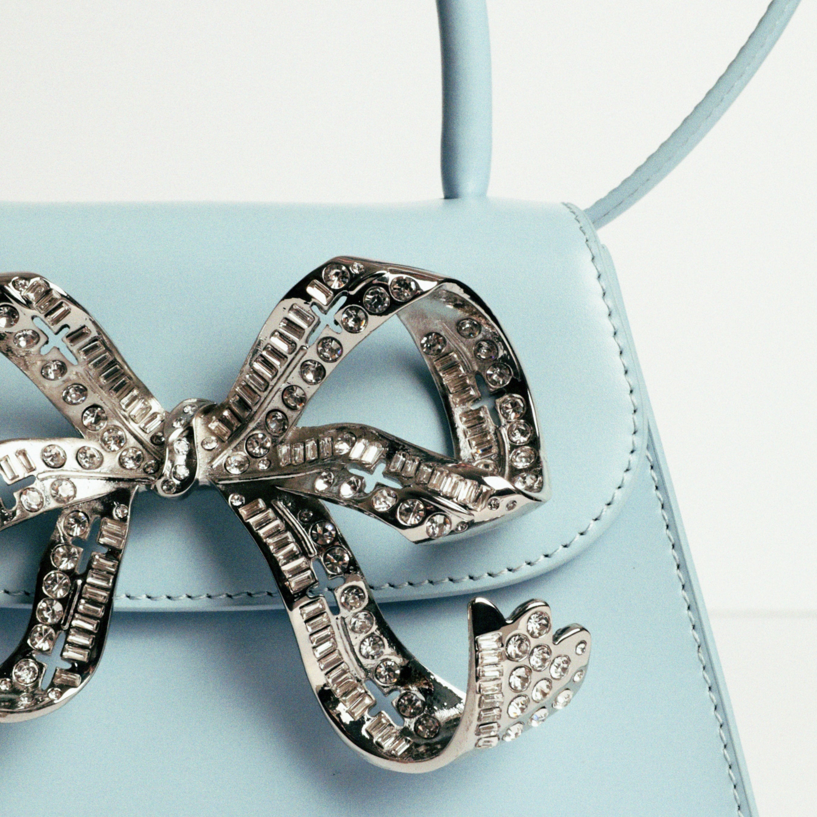 The Bow Mini in Blue with Diamanté