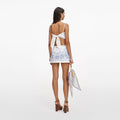 White And Blue Embroidered Linen Skort