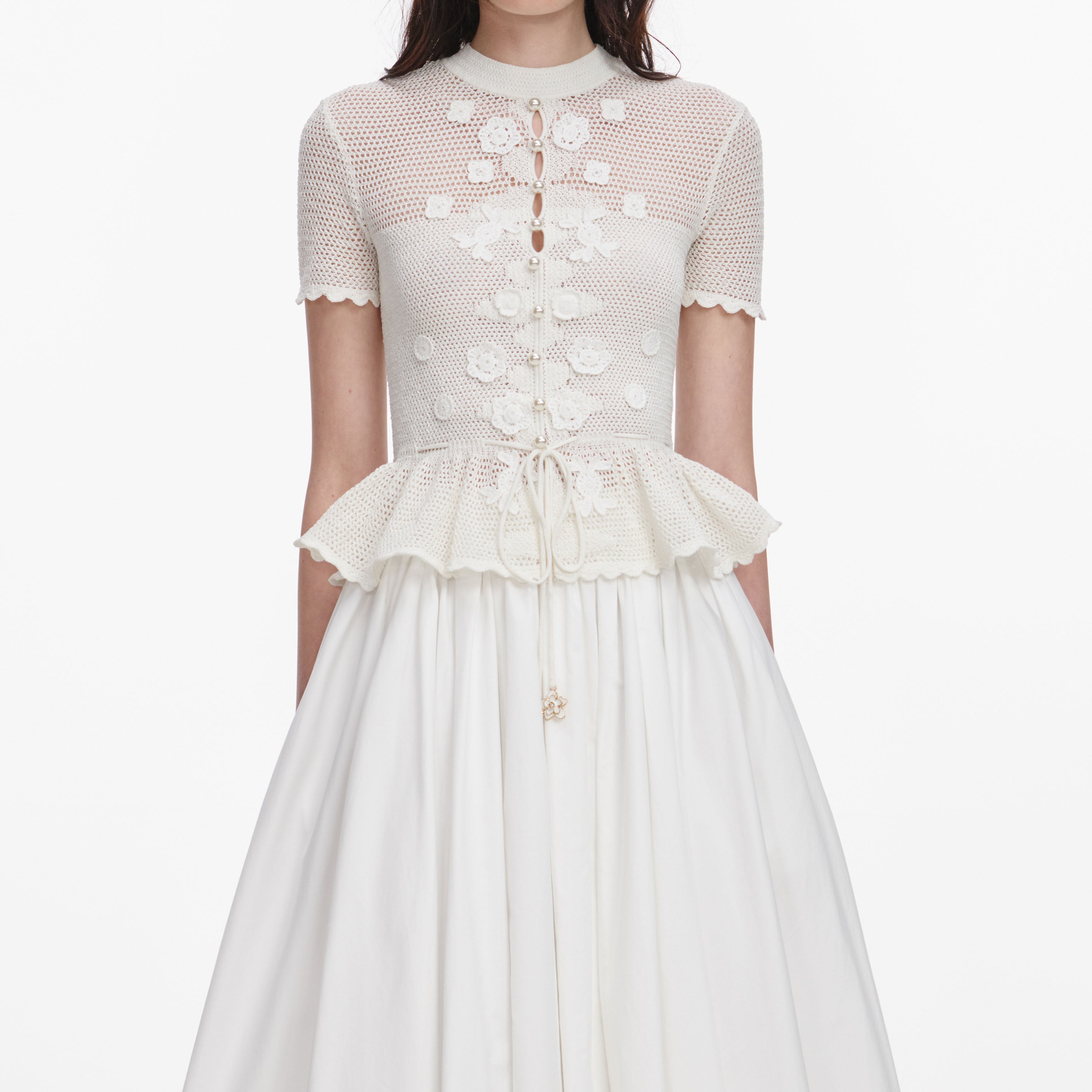 White Floral Crochet Top