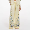 Yellow Floral Organza Trousers