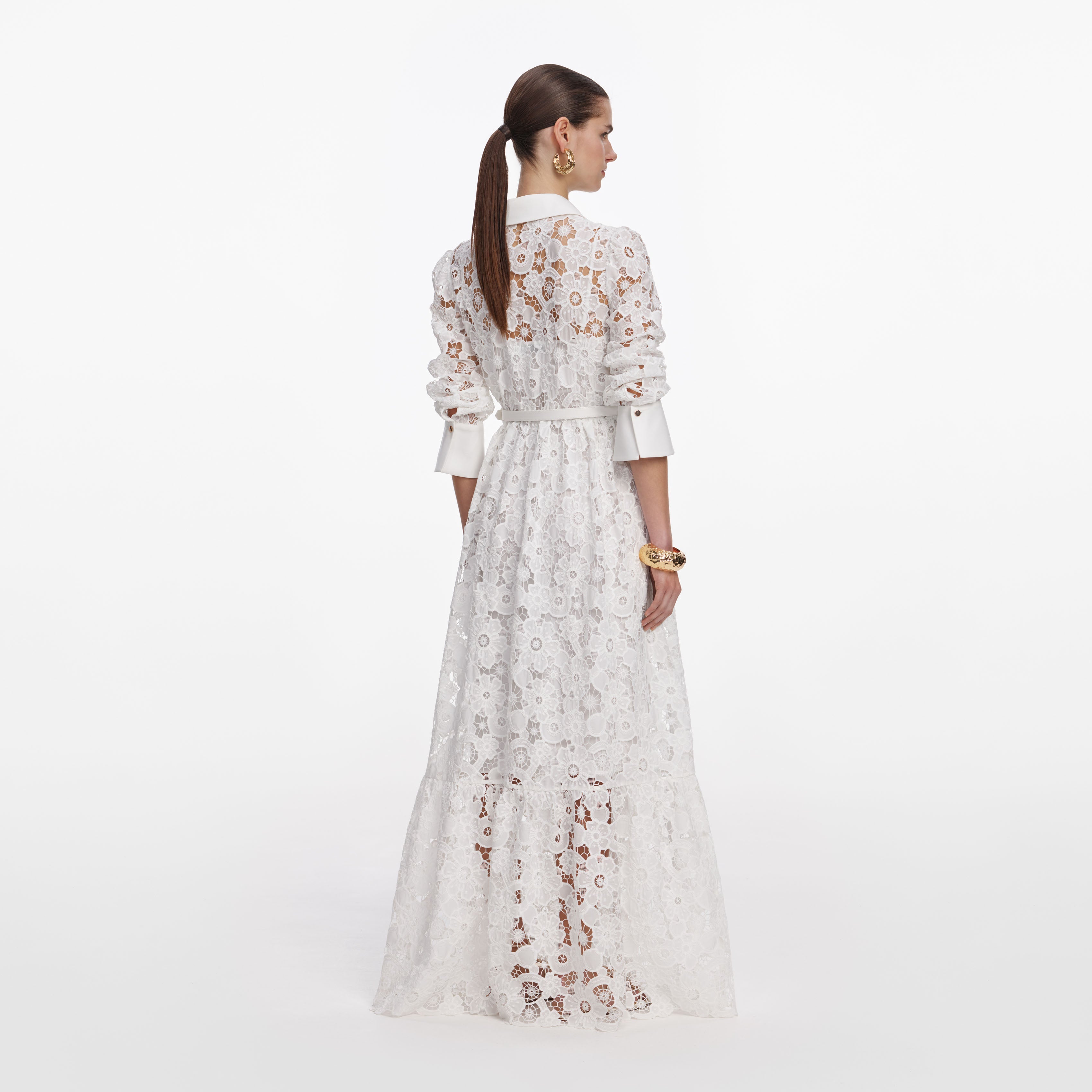 White Lace Collared Maxi Dress
