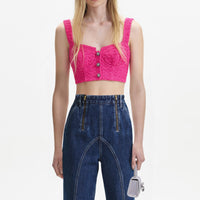 Fuchsia Boucle Crop Top