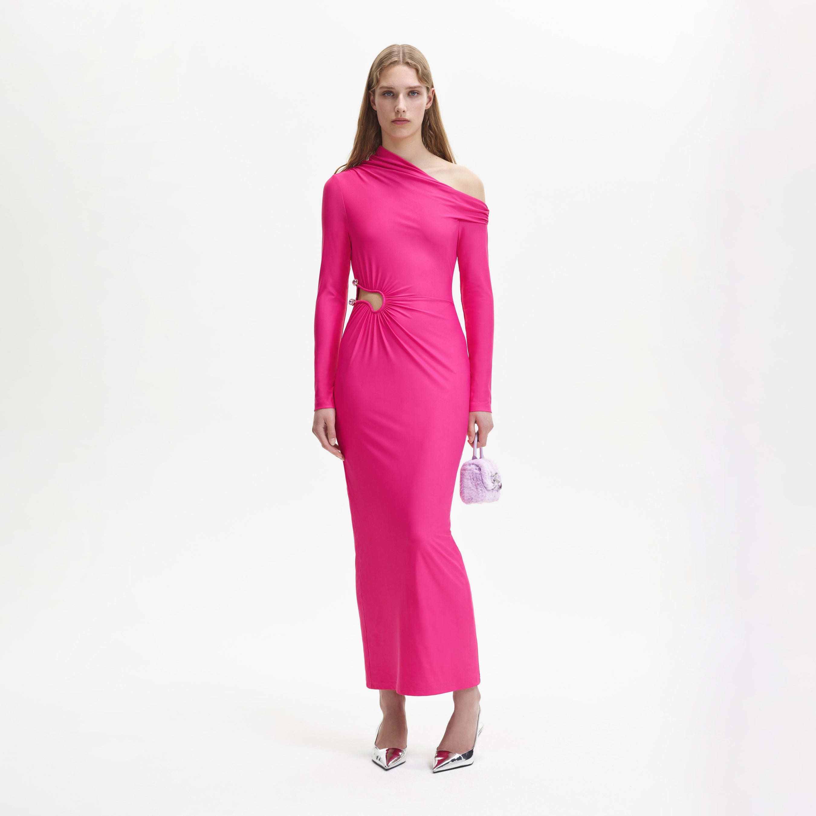 Pink Jersey Cut Out Maxi Dress