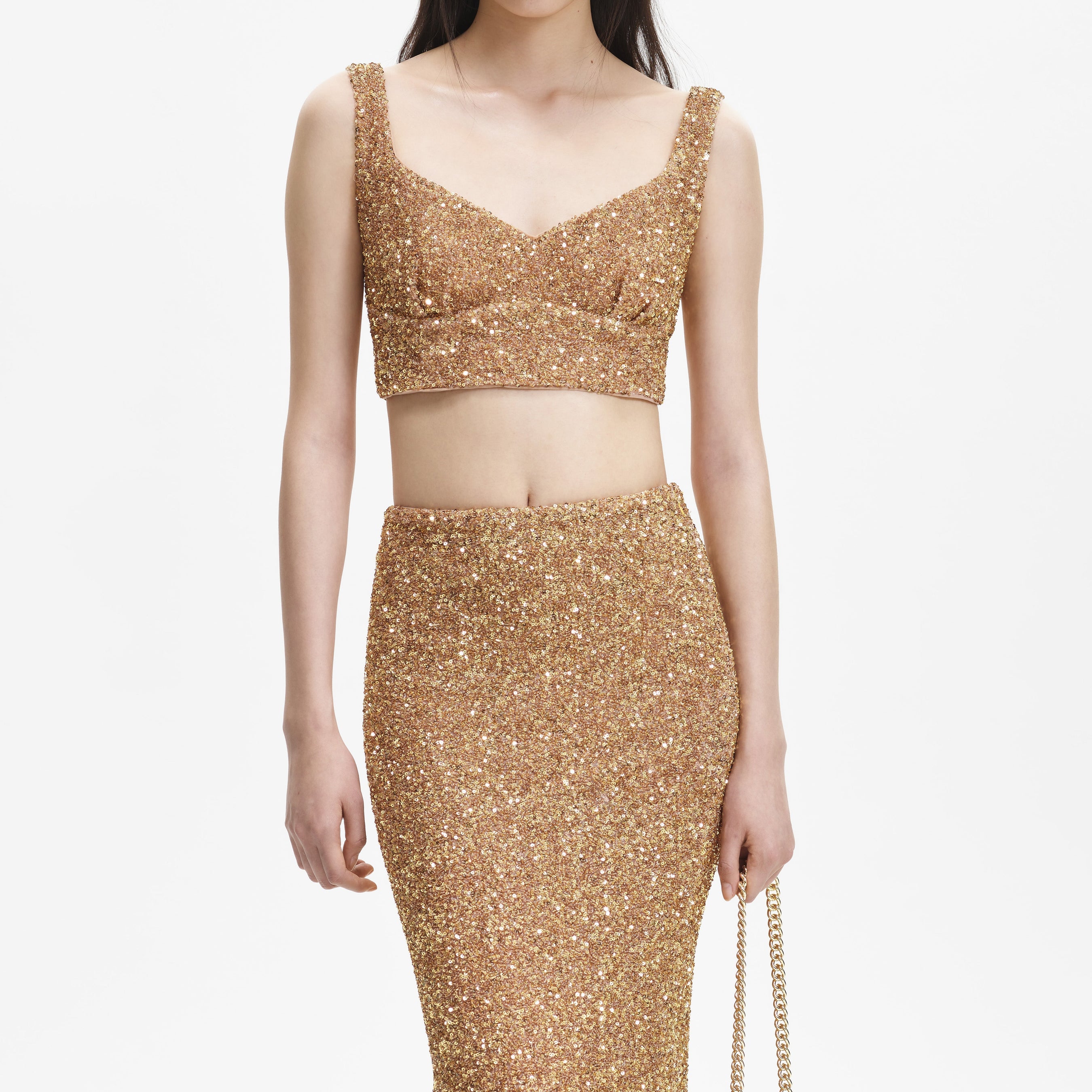 Gold Sequin Maxi Skirt