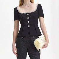 Black Bonded Crepe Top