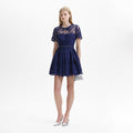 Navy Lace Embellished Mini Dress