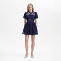 Navy Lace Diamante Collar Mini Dress