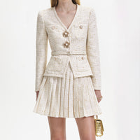 Cream Metallic Boucle Mini Jacket Dress