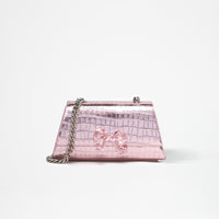 Pink Metallic Bow Mini Shoulder Bag