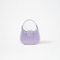 Purple Rhinestone Crescent Bow Micro Bag