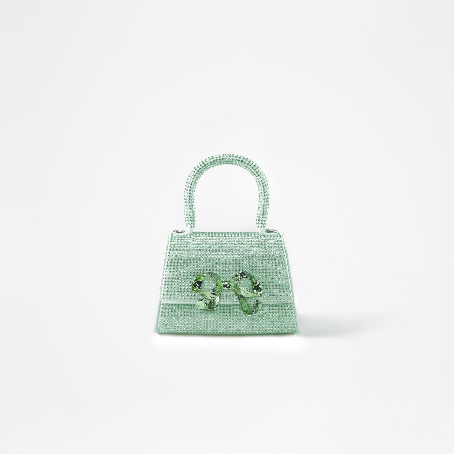 Green Rhinestone Micro Bow Bag