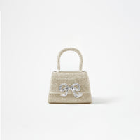 Cream Rhinestone Bow Micro Bag