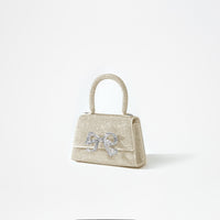 Cream Rhinestone Bow Micro Bag