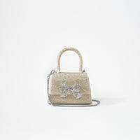 Cream Rhinestone Bow Micro Bag