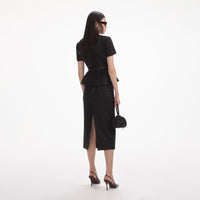 Black Tinsel Boucle Tailored Midi Dress