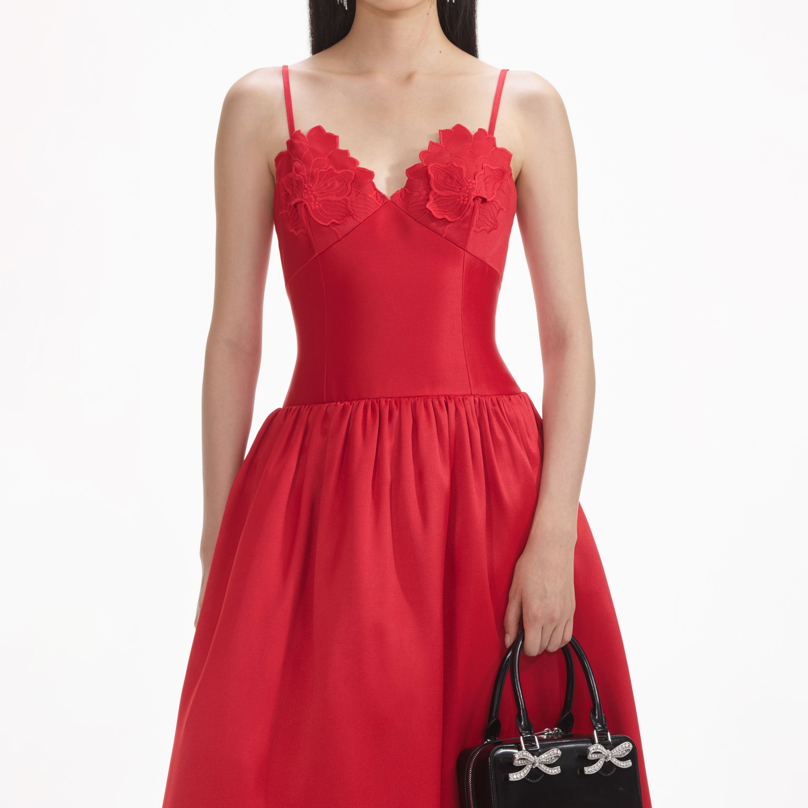 Red Taffeta Midi Dress