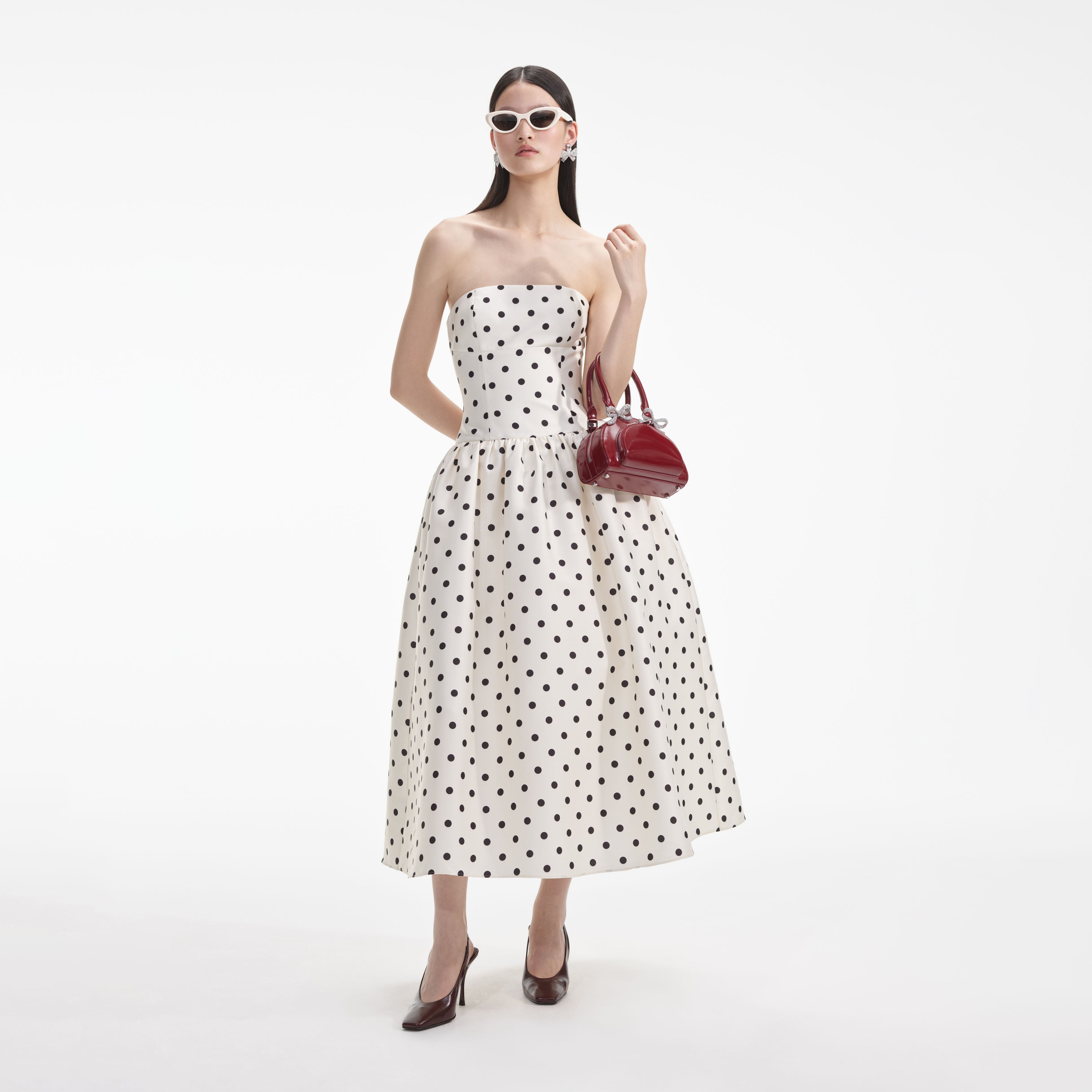 Self-Portrait Polka Dot Puff Sleeve Dress sz 4 buy 1137