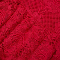 Red Bandeau Lace Midi Dress
