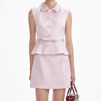 Pink Satin Tailored Mini Dress