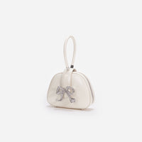 Cream Leather Top Handle Mini Bag