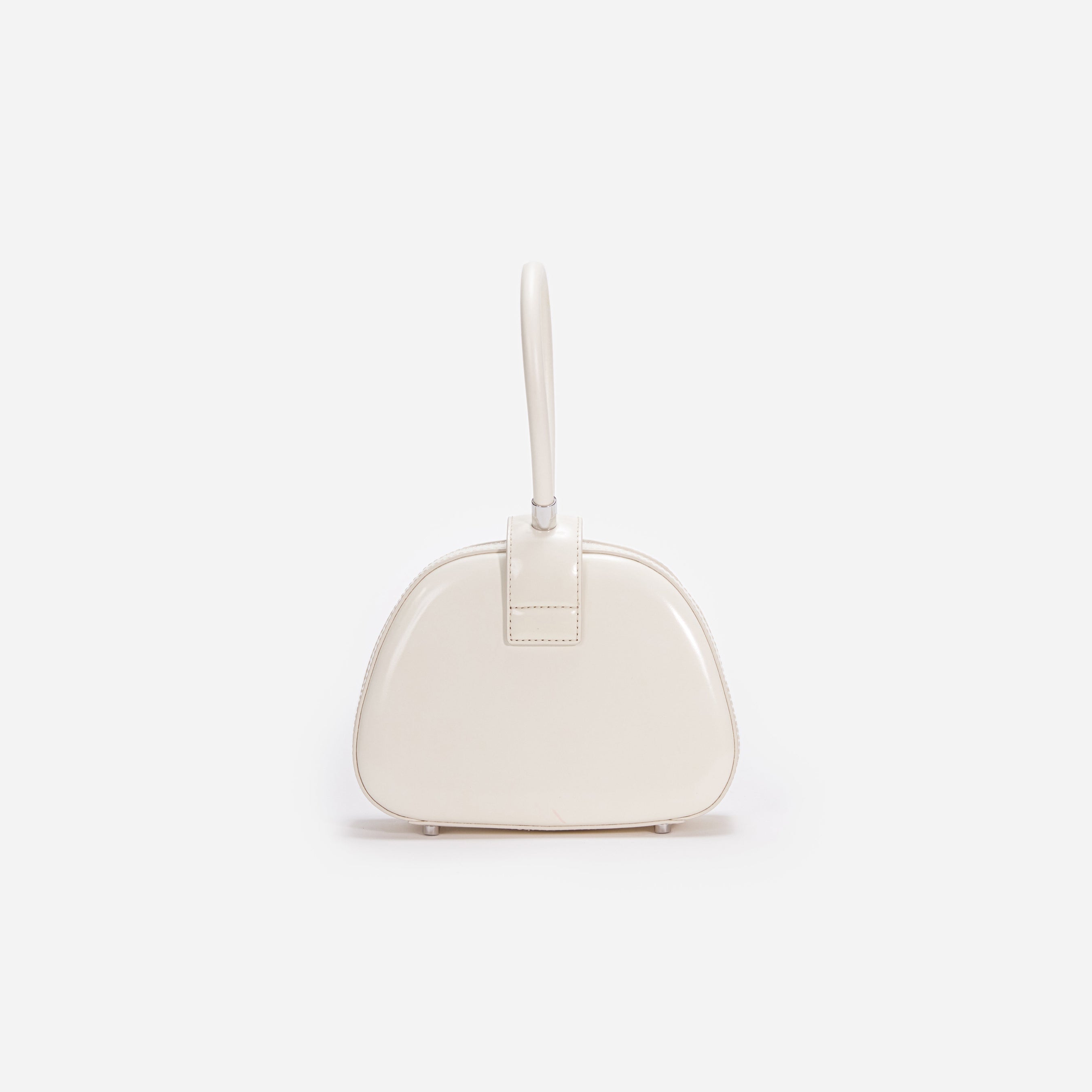 Cream Leather Top Handle Mini Bag