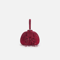 Burgundy Rhinestone Top Handle Micro Bag