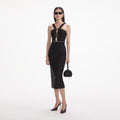 Black Rhinestone Top Handle Micro Bag