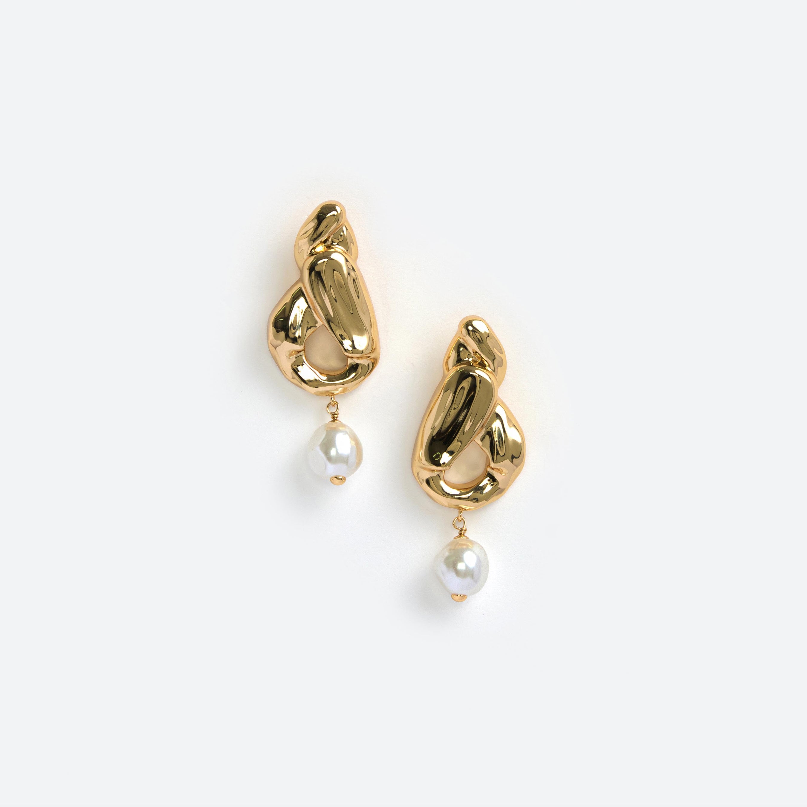 Gold Faux Pearl Drop Earrings
