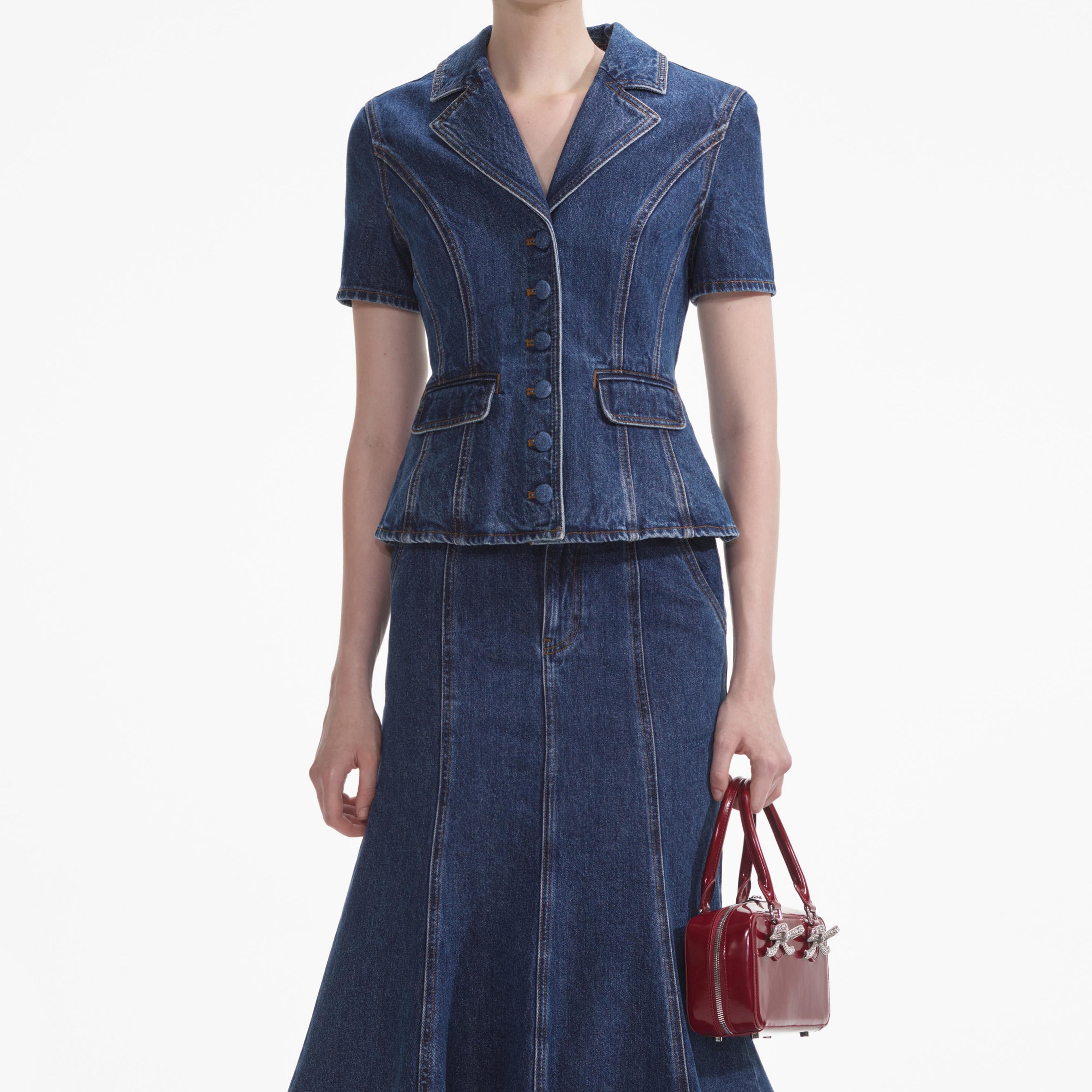 Flared Denim Midi Dress